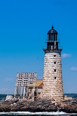 Remote Halfway Rock Lighthouse with Solar Panels